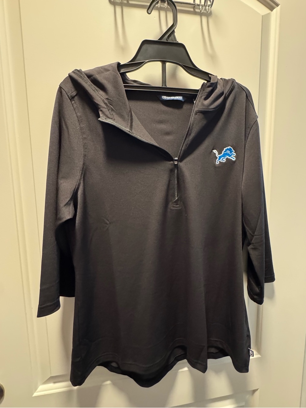 Cutter & Buck Black Detroit Lions Quarter-Zip Hooded Pullover